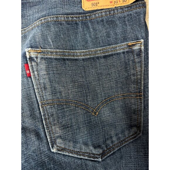 Levis Jean 501 Button Fly Mens Straight Legs Blue Med Wash Size 36/30 *Read - Picture 8 of 12